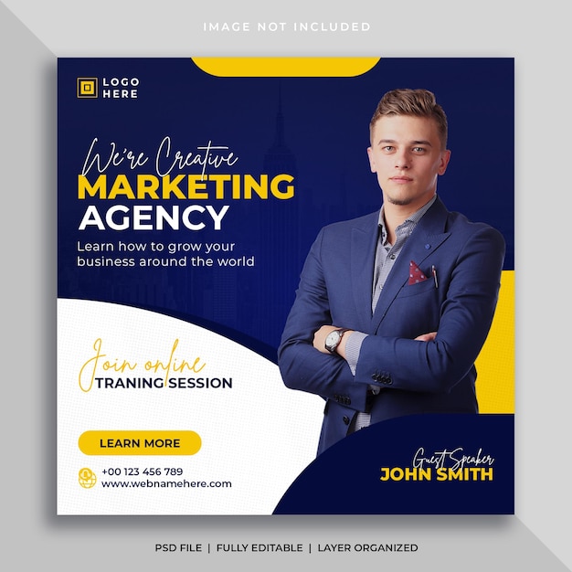 Internetowy Webinar Agencji Marketingu Cyfrowego Lub Szablon Postu W Mediach Społecznościowych