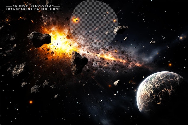 Polvere interplanetaria e meteoroidi di asteroidi sfondo trasparente psd
