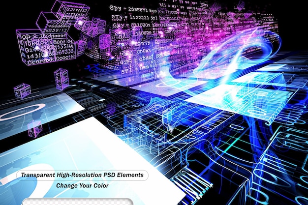 Interplay of number trail abstract rectangular units colors and light on the subject of cloud computing