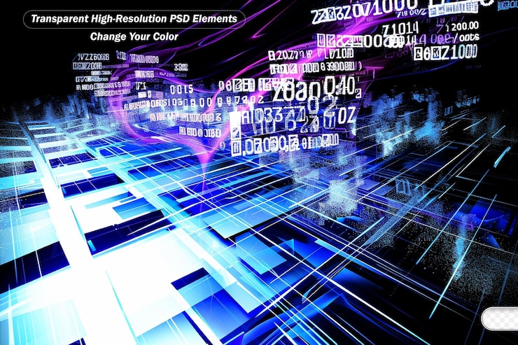 PSD interplay of number trail abstract rectangular units colors and light on the subject of cloud computing