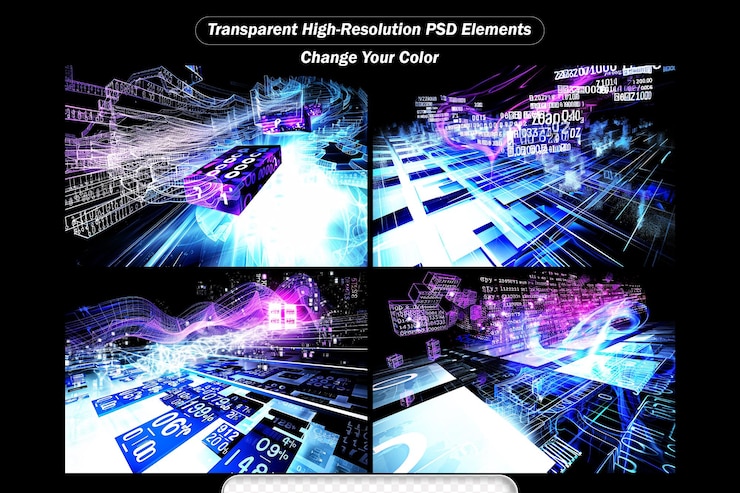 PSD interplay of number trail abstract rectangular units colors and light on the subject of cloud