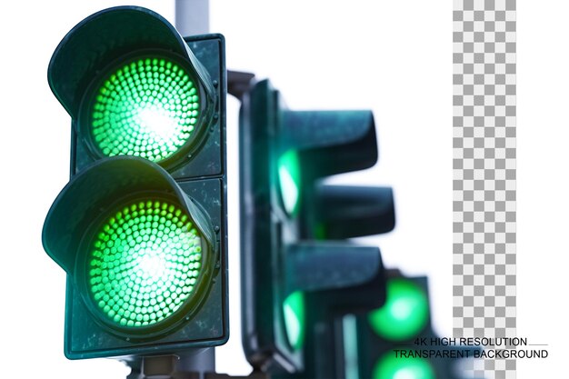 PSD intersection lights a row of green traffic lights on a transparent background