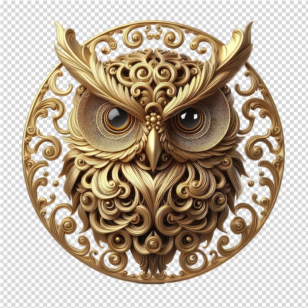 PSD intricate 3d ornate bird design with png background