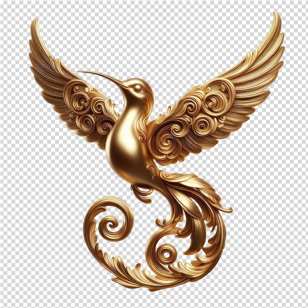 PSD intricate 3d ornate bird design with png background