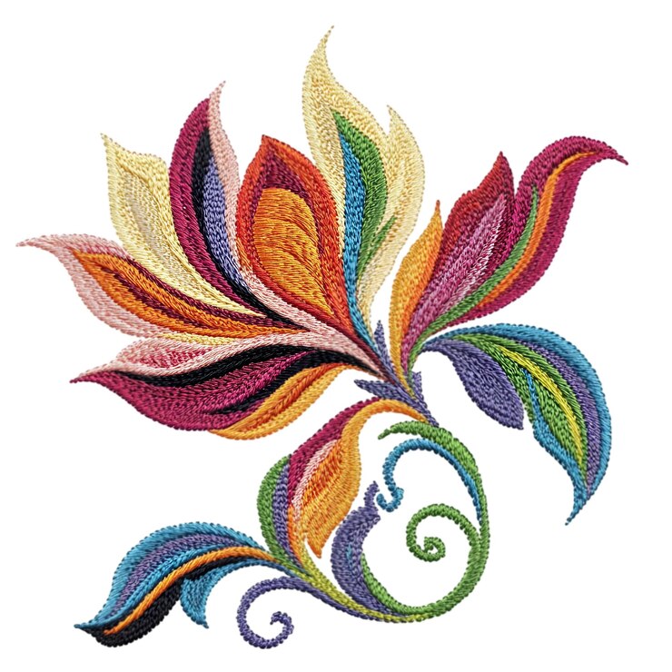 PSD intricate floral embroidery design colorful decorative pattern for textile fabric art and creat