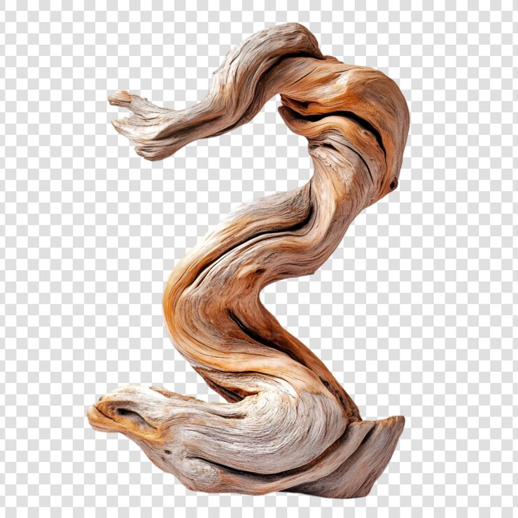 PSD intricate spiral of driftwood on a transparent background