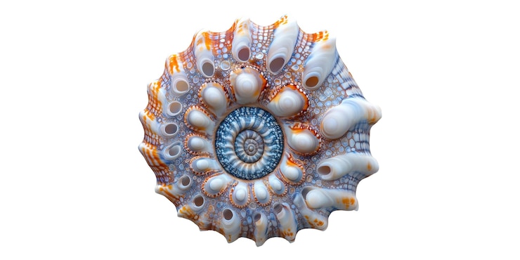 PSD intricate spiral seashell isolated on transparent background