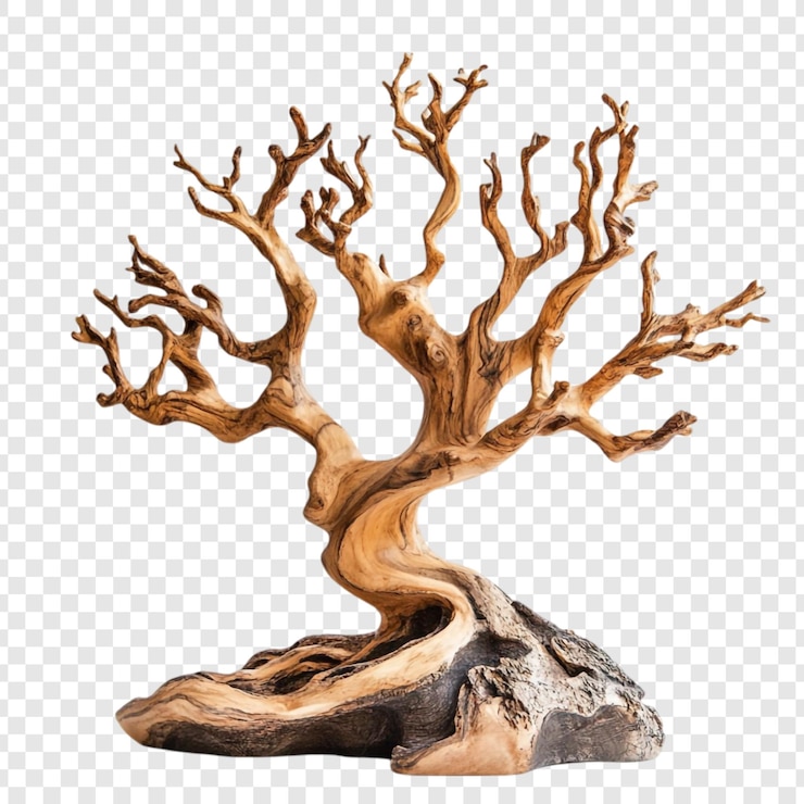 PSD intricate wooden bonsai tree sculpture a masterpiece of carving