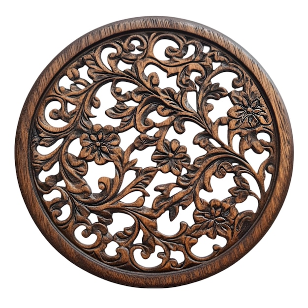 intricate wooden floral carving