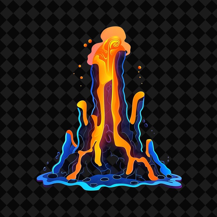 PSD intriguing neon hydrothermal vent fields with a silhouette o png y2k ocean of light collections