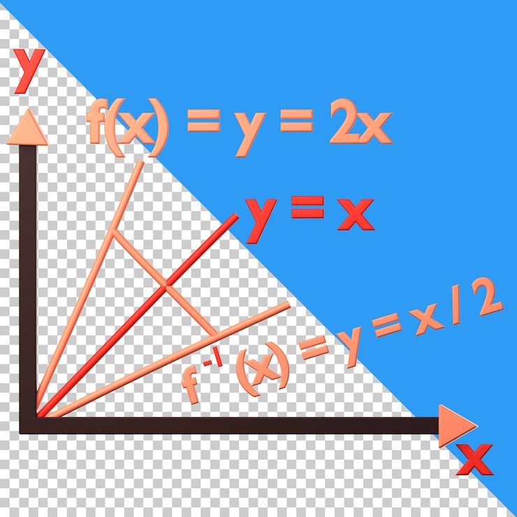 PSD invers function graph icon isolated on the transparent background