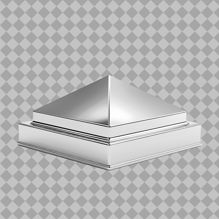 PSD inverted pyramid stainless steel podium with a sleek and mod png object on clean background