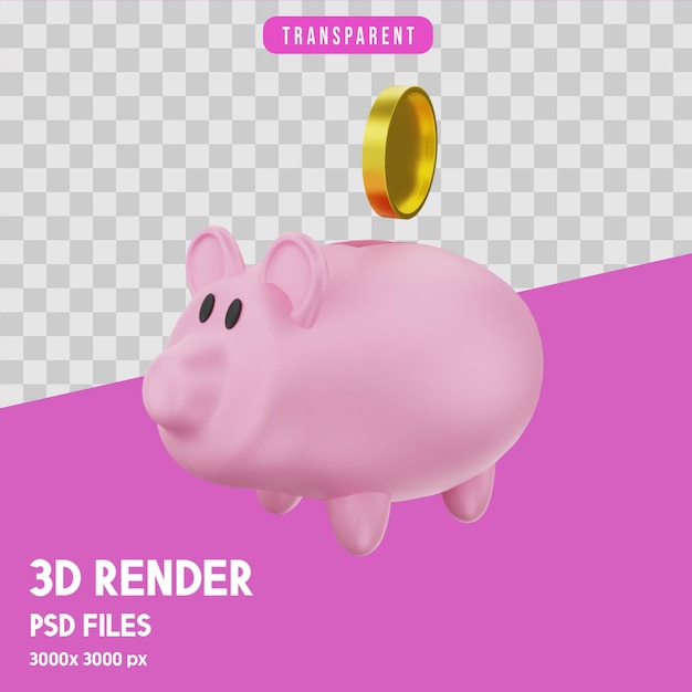 Investering besparen met paggy bank concept 3d-rendering geïsoleerd premium