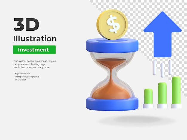 PSD investeringstijdpictogram 3d illustratie