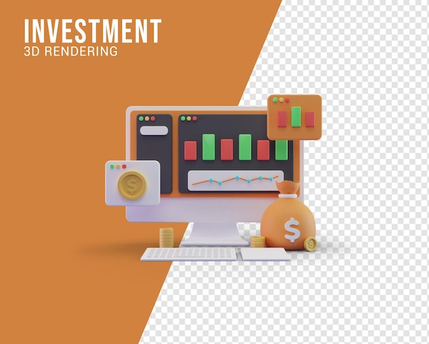 PSD investment illustration concept, 3d rendering