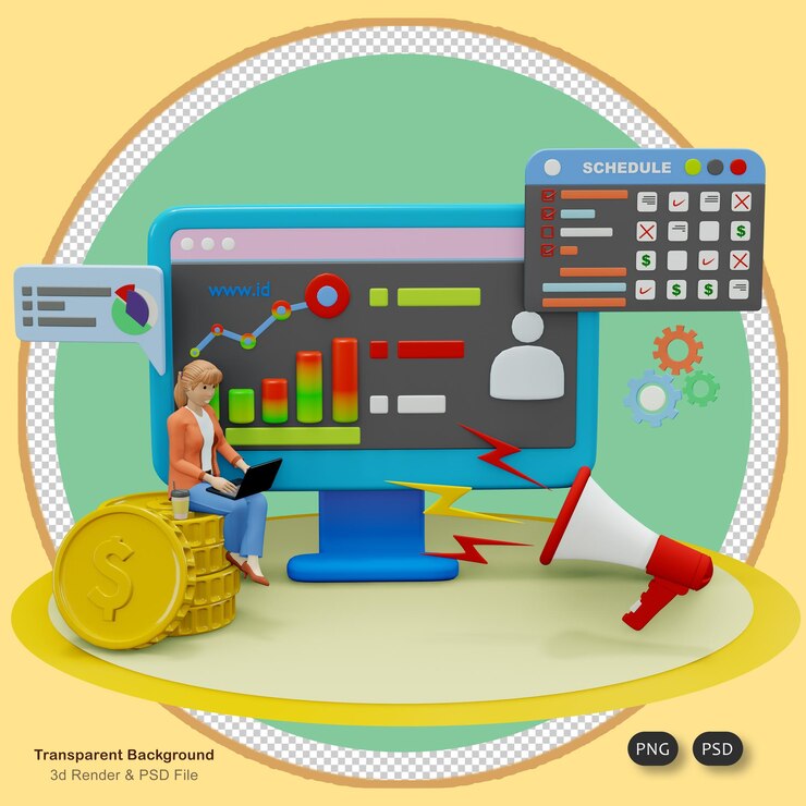 PSD investment marketing 3d illustration