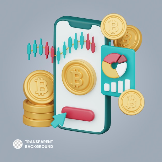 投資ポートフォリオ 3 d 暗号通貨投資アイコン