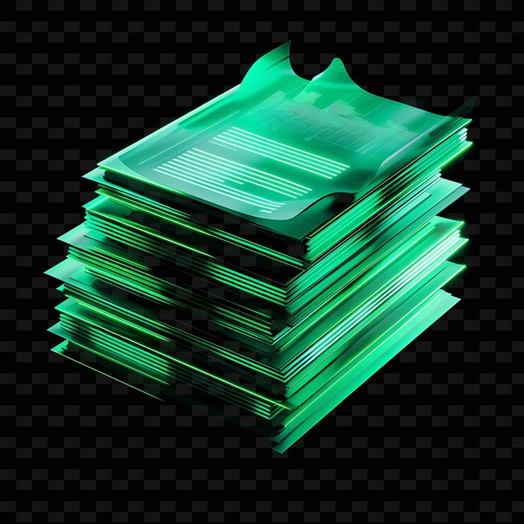 PSD investment portfolio 3d icon with stacked papers and charts png trendy neon color shape