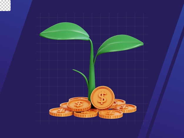 PSD investment and saving 3d icon pack dollar plant