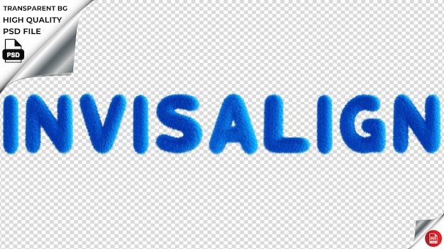 Invisalign typography blue fluffy text psd transparent