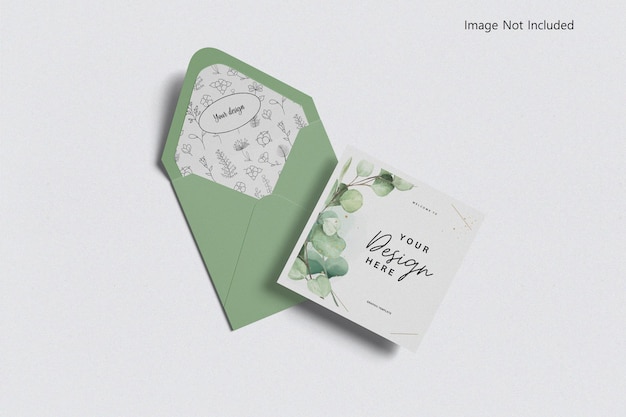 invitation card mockup 3d rendering