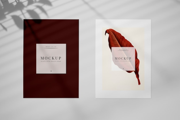 invitation card mockup with a leaf