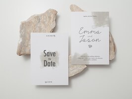 Invitation card template, wedding card mockup, 5x7 minimalist stationery mock-up.