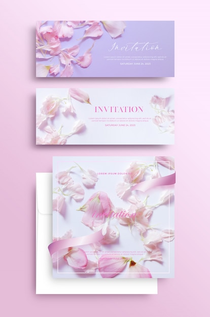 PSD invitation card with floral motif