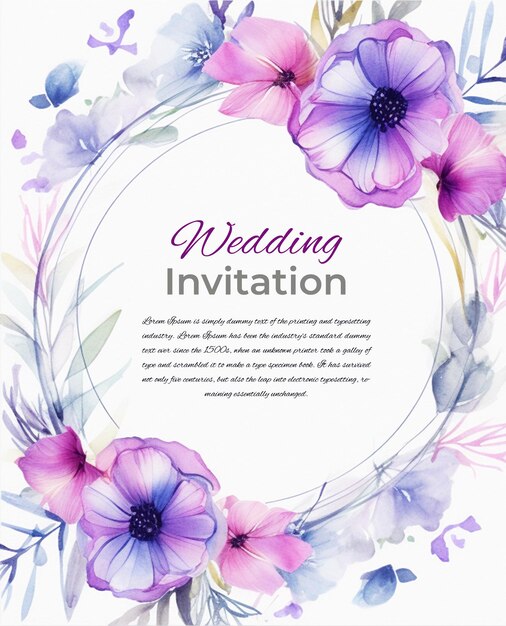 PSD invitation card with flower