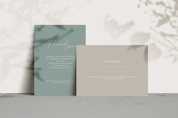 invitation cards with tree shadow