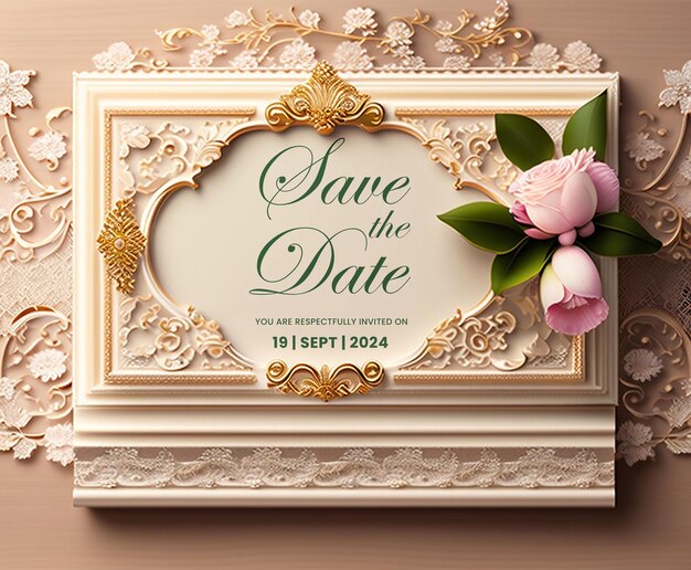 PSD invitation ceremony vibrant floral arch traditional cultural marriage celebration wedding f