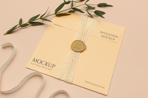 PSD invitation envelope elegant mockup