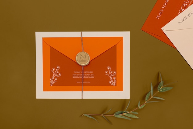 PSD invitation envelope elegant mockup