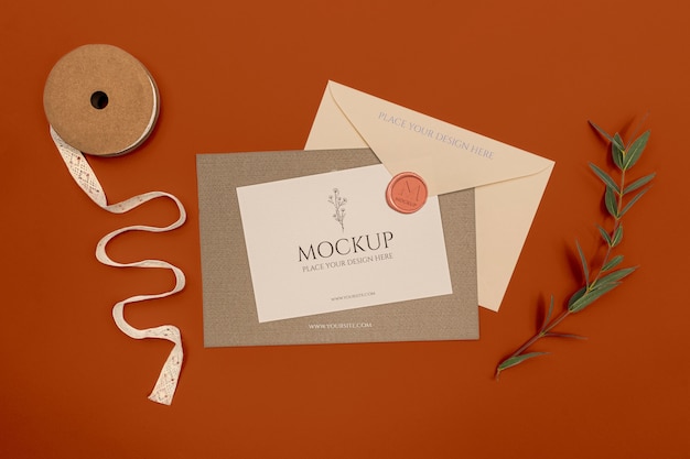 PSD invitation envelope elegant mockup