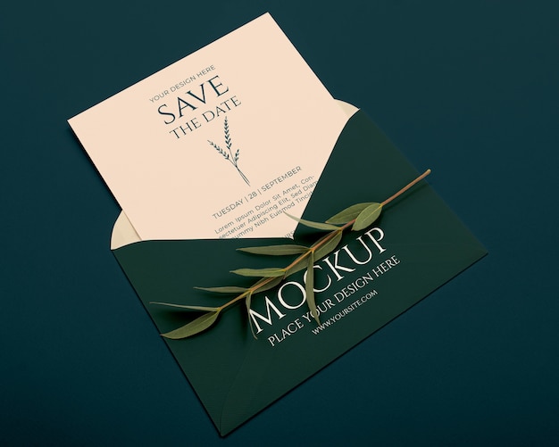 PSD invitation envelope elegant mockup