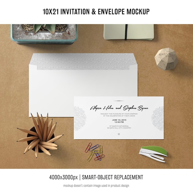  invitation and envelope mockup