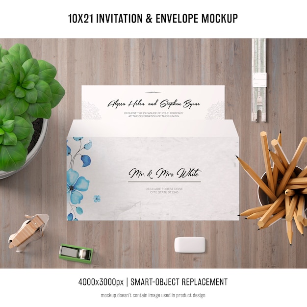 invitation and envelope mockup