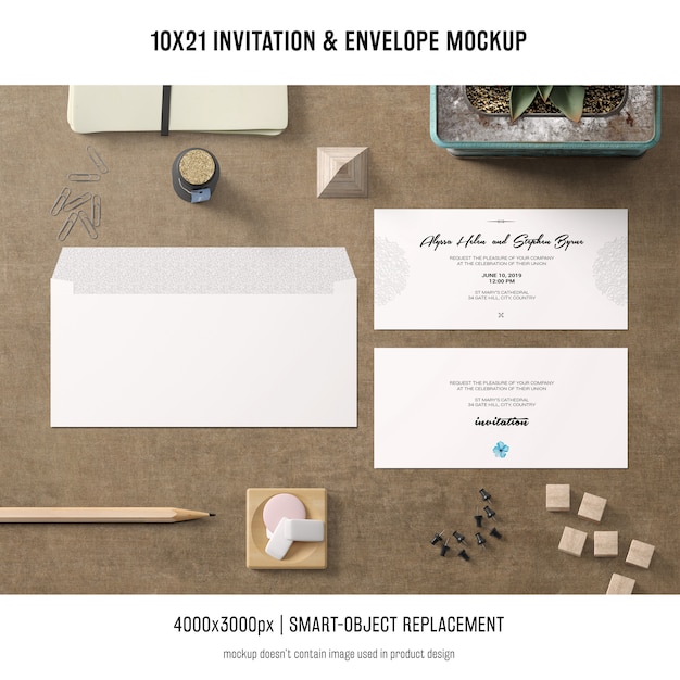  invitation and envelope mockup