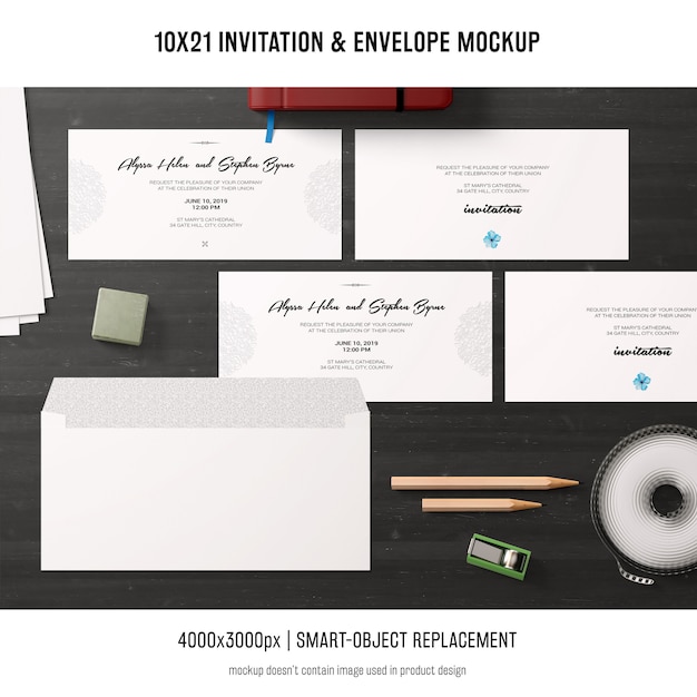  invitation and envelope mockup