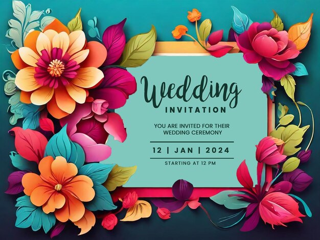 Invitation floral design template psd