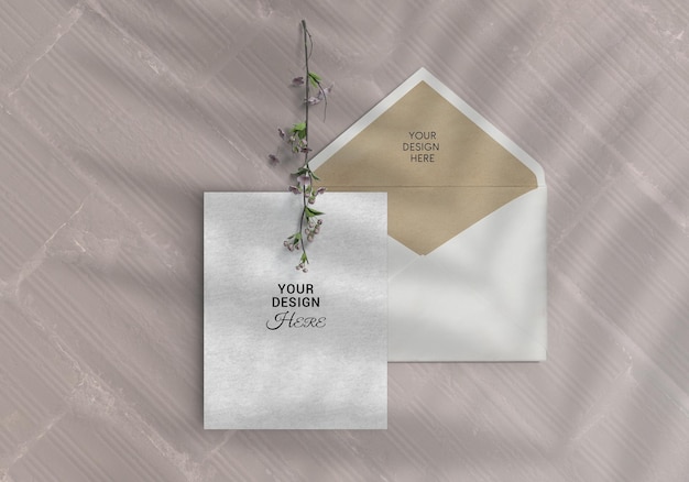 PSD invitation greeting card flyer and envelope mockup