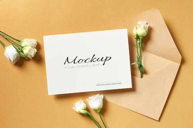 Invitation or greeting card mockup with envelope