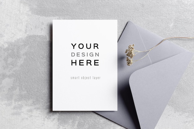 PSD invitation or greeting card mockup with envelope