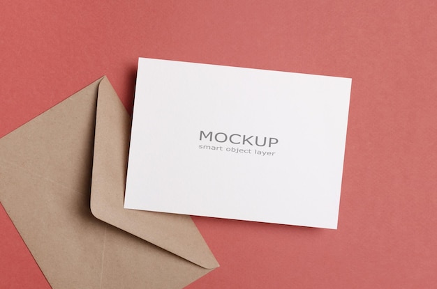 PSD invitation or greeting card mockup with envelope