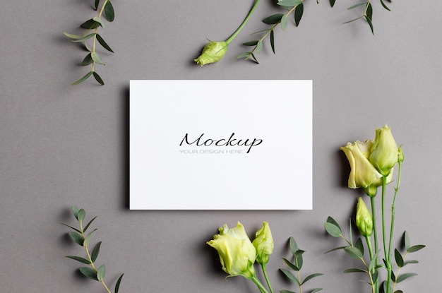 invitation or greeting card mockup with flowers