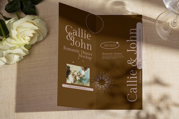 Invitation mock-up for romantic dining out experience