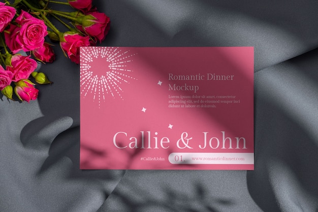 Invitation mock-up for romantic dining out experience