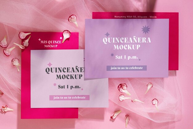 PSD invitation mockup for quinceanera celebration