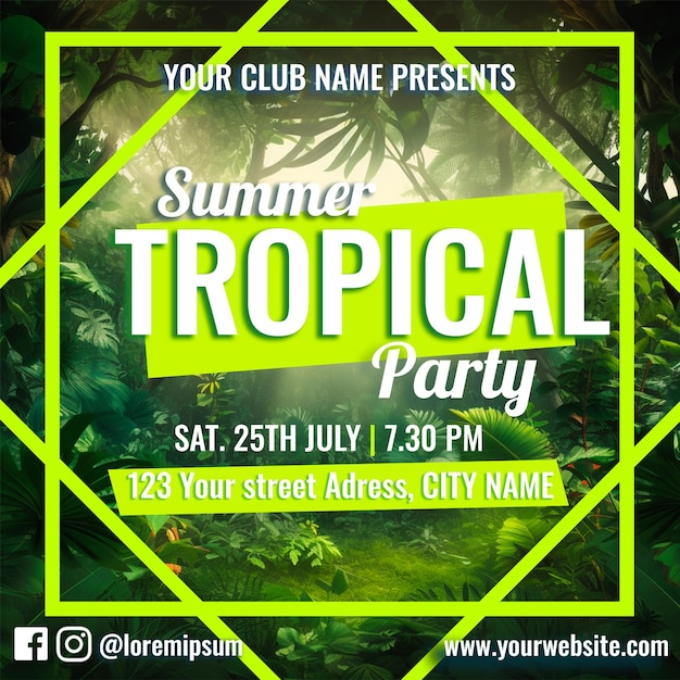 PSD invitation summer tropical party