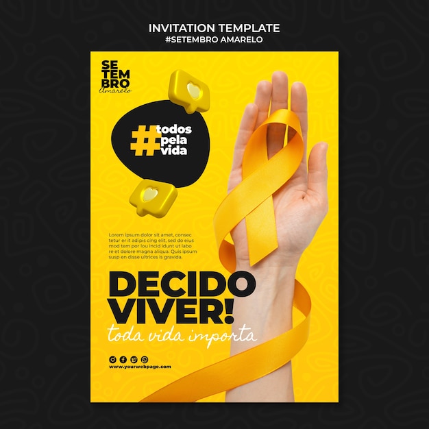 Invitation template for brazilian suicide month prevention awareness campaign